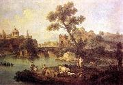 ZAIS, Giuseppe Landscape with River and Bridge oil painting reproduction